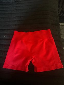 Red High-Waist Biker Shorts