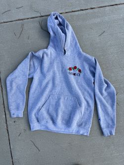 Grey Champion Collab Hoodie - Embroidered Roses Chest & Sleeve