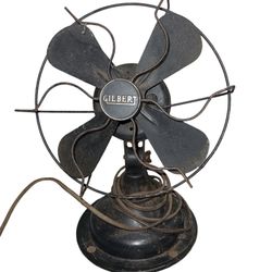 Antique A.C. Gilbert Miniature Electric Fan Desk Top Cast Base Tested WORKS 