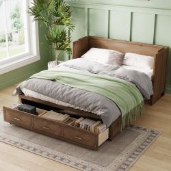 Tindra Queen Size Murphy Bed with 3 Drawers and USB Charging Station