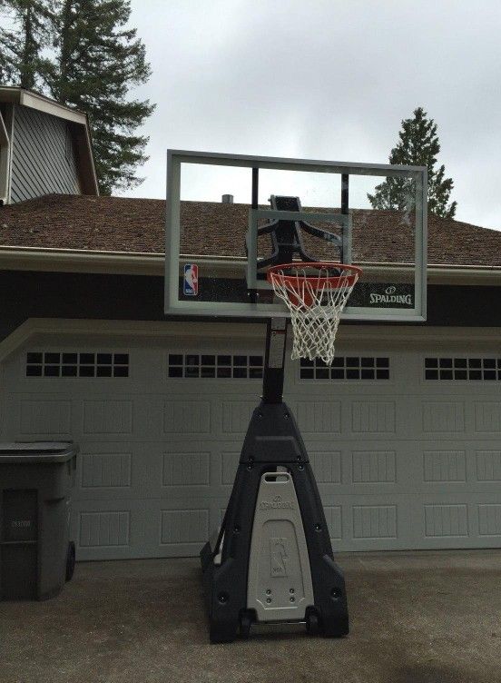 Spalding The Beast 54" Tempered Glass Portable Basketball Hoop Adjustable Basketball Court 