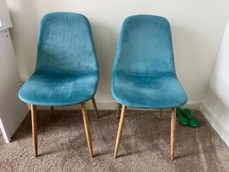 Set of 2 Teal Velvet Chairs