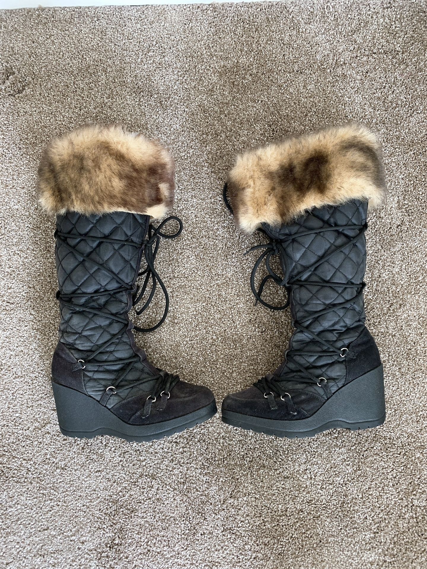 [Like New] High Boots With Wedges