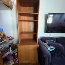 Danish Modern Teak Cabinet Credenza With Top Hutch. 