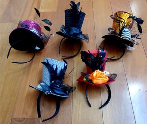 Halloween Mini Top Hat Headbands- Set of 5