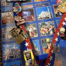 Two Disneyland Lanyards filled With Very Collectible Disney Trading Pens