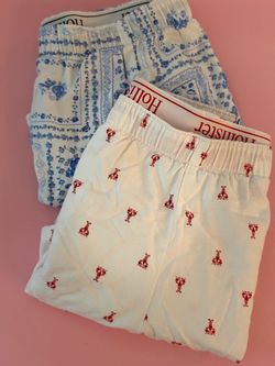 Lot of 2 Hollister Cotton Sleep Shorts Womens Large Lobster & Blue Paisley Bandana