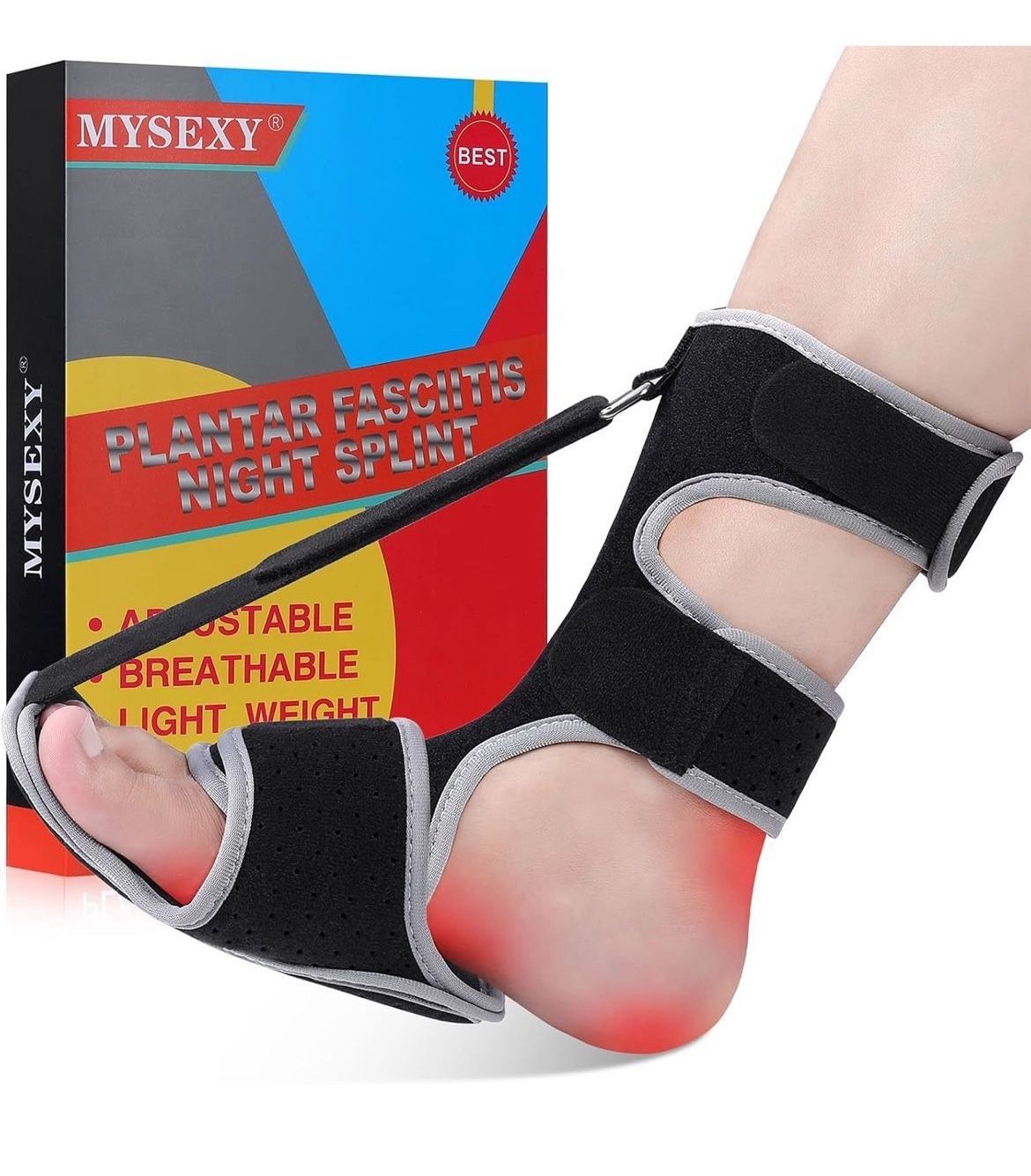 Plantar Fasciitis Night Splint - Upgraded Plantar Fasciitis Relief Braces For Women And Men Day Night - Ankle Brace Arch Support Achilles Tendonitis R