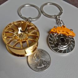 Brake Disc And Wheel Keychains Lot Of 2