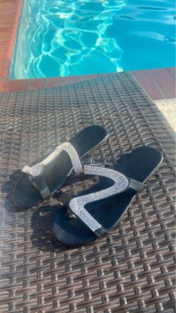 New sandals black rhinestone size 7