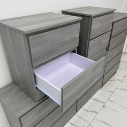 DRESSER, CHEST AND TWO NIGHTSTANDS