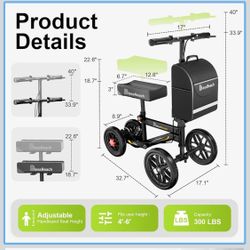Large mobility knee scooter – for plus size tall person weight capacity up to 350 pounds .brand new