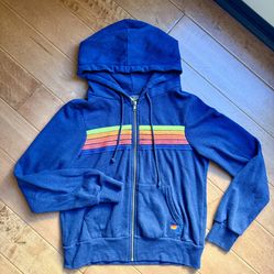 Aviator Nation zip up hoodie size XS navy like new