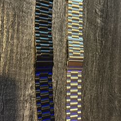 Set of 2 Black & Silver Stainless Steel Band for Apple Watch (42mm/44mm/45mm/49mm) (Never Used)