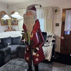 Christmas Rare Metal Christmas Santa Sculpture Outdoor Or Indoor Santa Large