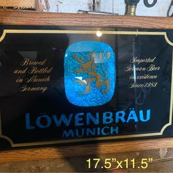 Lowenbrau Munich beer sign wall mirror vintage import germany Brewery bar 