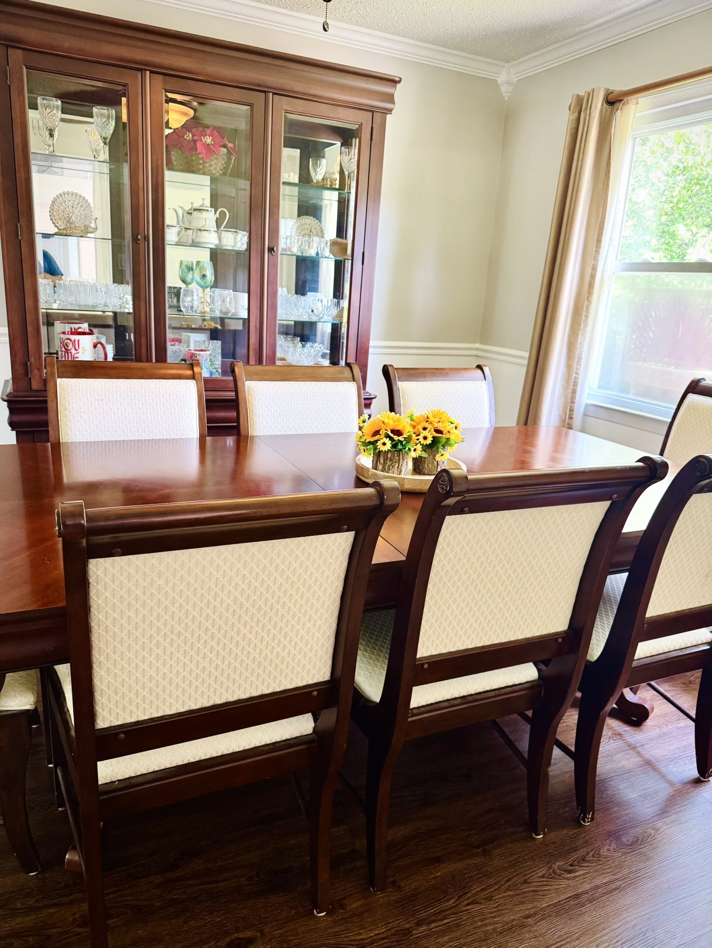 Elegant 8-Piece Dining Set with Buffet & China Cabinet – Versatile & Spacious