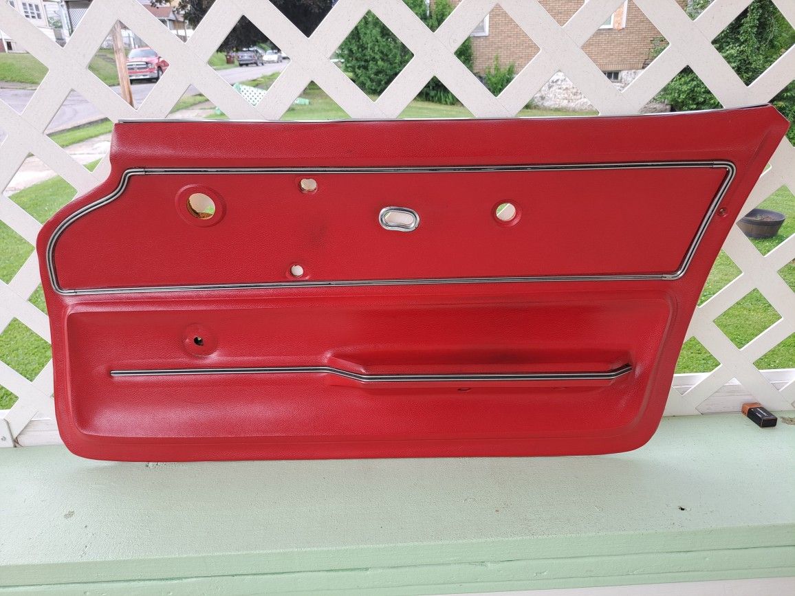 Listing is for a 1968 Chevy Corvette Red Interior Door Panel w/Trim, Right Side.