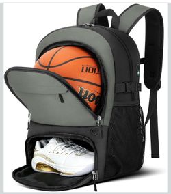 Large Sports Equipment Bag with Ball Holder & Shoe Compartment, Sport Bags for Basketball, Soccer, Volleyball, Gym, School and Travel, 30L