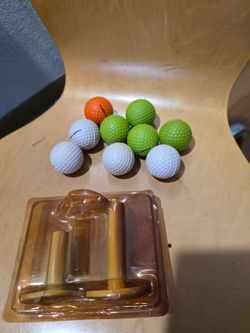 Golf balls and practice foam golf ball with tees and rubber plastic tees