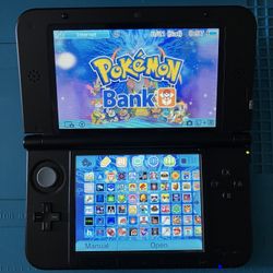 Nintendo Blue 3DS XL With Pokemon Bank, Pokemon DS, Stylus, 64 GB SD Card