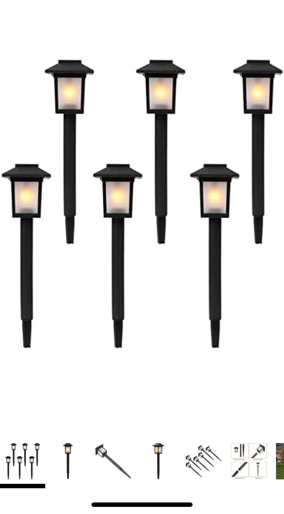 6PCS Waterproof Solar Torch Outdoor Decorative Light Flickering Dancing Flame Auto On/Off for Patio Garden Yard Pathway Lighting