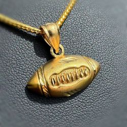 10k solid yellow gold football rugby ball Pendant charm