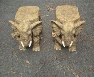 Pair Of Jaimy Resin Elephant Plant Stands/Stools