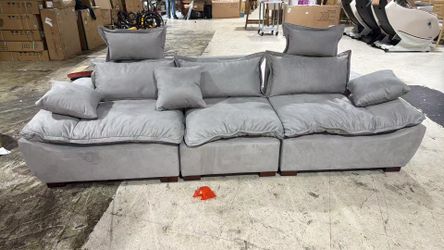 ❤️‍🔥Modern 2780 Mm Gray Leather Deep Sofa With Adjustable Backrest For Sailboat$1,299