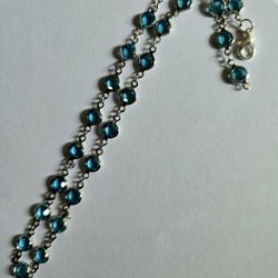 STUNNING OCEAN BLUE  AUSTRIAN CRYSTAL STRAND ACCENT CHOKER NECKLACE