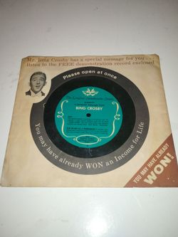 Vintage Old Bing Crosby Longines Symphonette Society Promo Record
