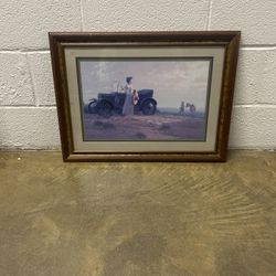 Western Artist Bruce Greene Art Print LADY BY FORD MODEL T Framed 18x24"