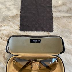 Vintage Chanel Brown & Gold Sunglasses 