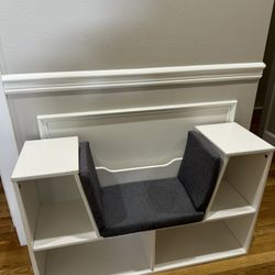 Kids Bench / Gray And White. 