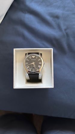 Emporio Armani Watch with Black Leather Strap
