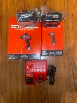(1) Milwaukee M18  Fuel Hammer Drill/Driver(2904-20)  (1)M18 Fuel Impact Driver(2953-20)  (2) M18 5.0 Ah XC Battery  (1) M12/M18 Charger