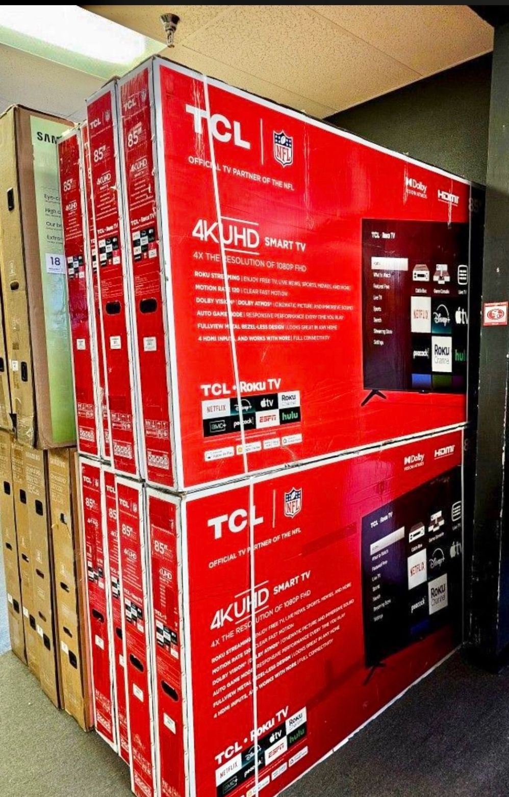 85 Tcl Tv 4K Smart Hdtv smart 4K HDTV $55 down on financing free delivery six month warranty