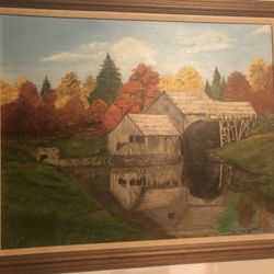 Signed Framed Farm Landscape Oil On Canvas