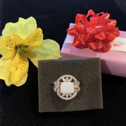 Genuine Opal & Sapphire .925 Ring 