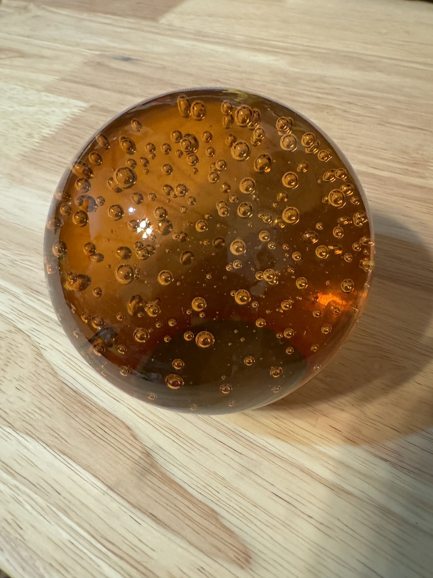 Vintage Art Glass Bullicante Paperweight Amber Citrine Color Sphere/orb