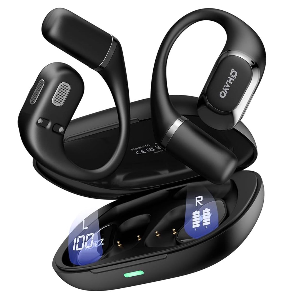 Brand: OHAYO Open Ear Headphones,Over Ear Earbuds with Ergonomic Earhook,Bluetooth Headphones 5.4 with Smart Digital Display,40H Playtime,IPX6 Waterpr
