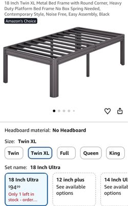 18” Twin XL X-Long Bed Frame  38x80” Fairly New HEAVY DUTY Metal Platform w/ Tall Storage Space w/ Bolts Tools