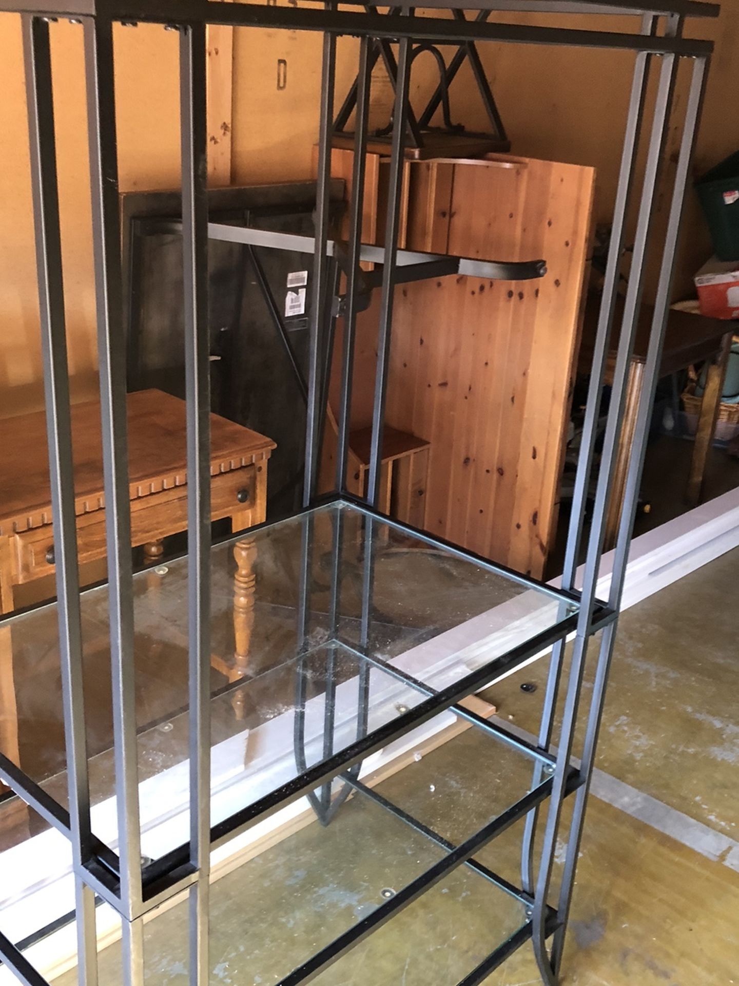 Glass shelves with a metal frame