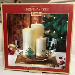 Christmas Tree 10” Clear Glass Bowl 