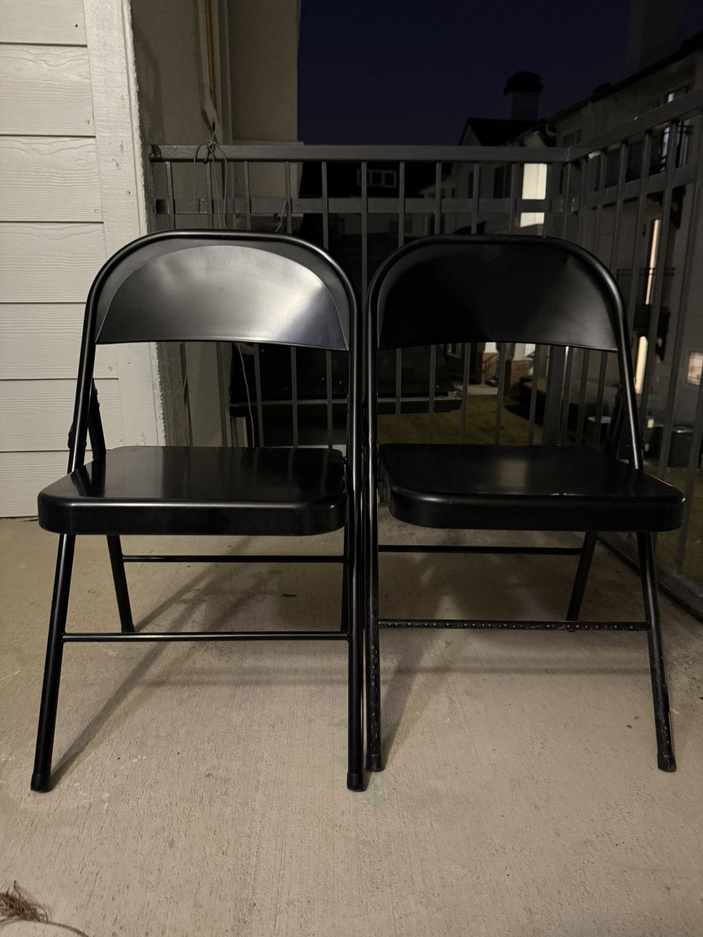 2-Pack Black Metal Folding Chairs