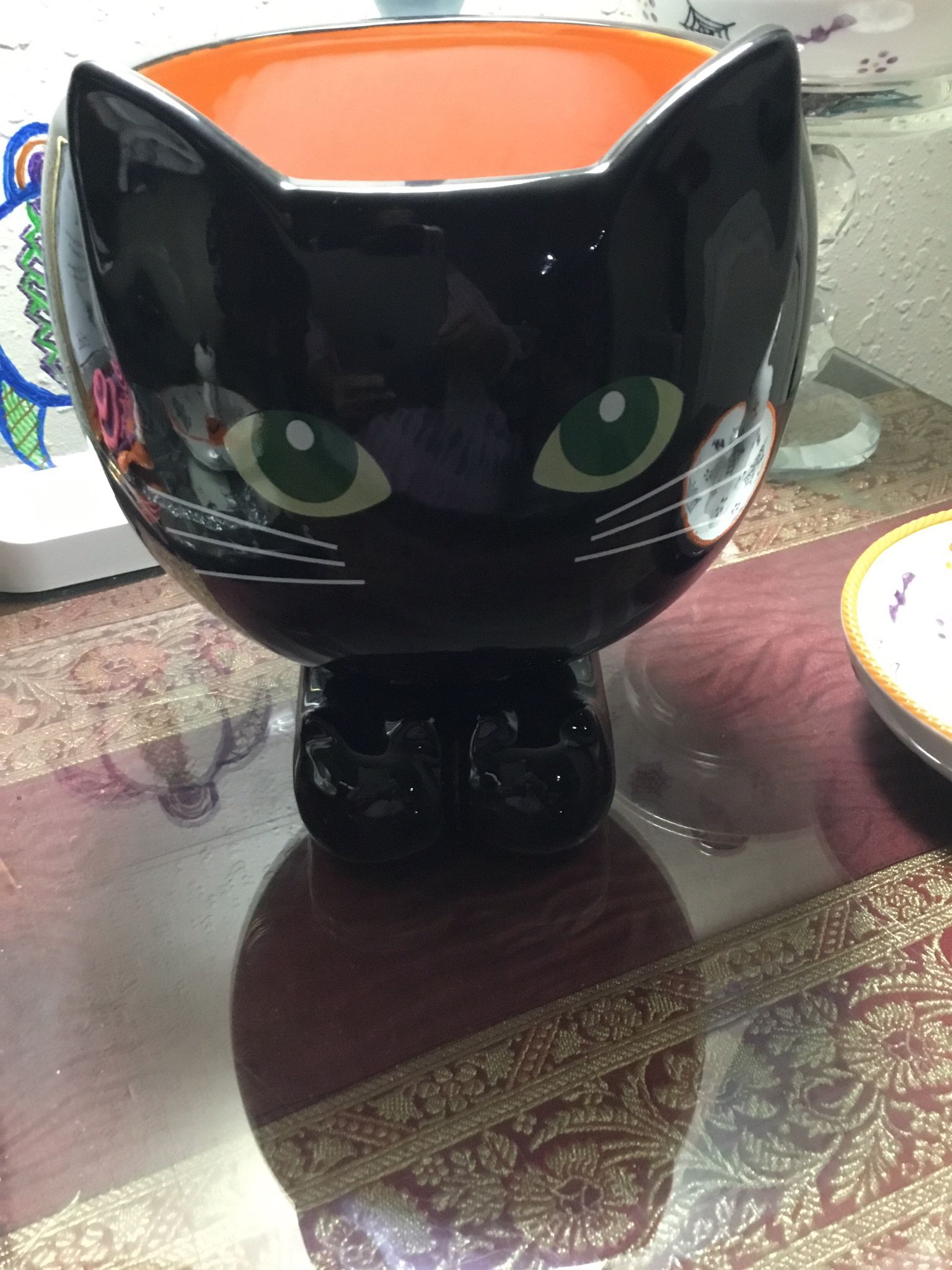 Temptations Halloween Black Cat Treat Candy Bowl