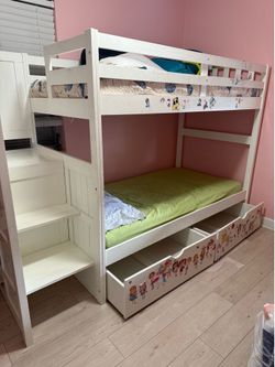 Bunk bed twin with mattresses and drawers