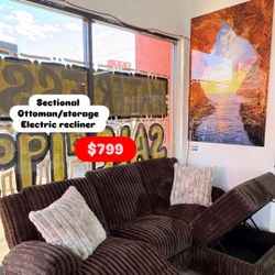 Corduroy Recliner Sectional With Storage 