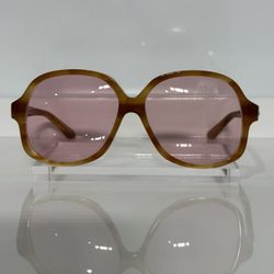  Valentino V-177 Light Havana Oversized Acetate w. custom Pink Tint Sunglasses 