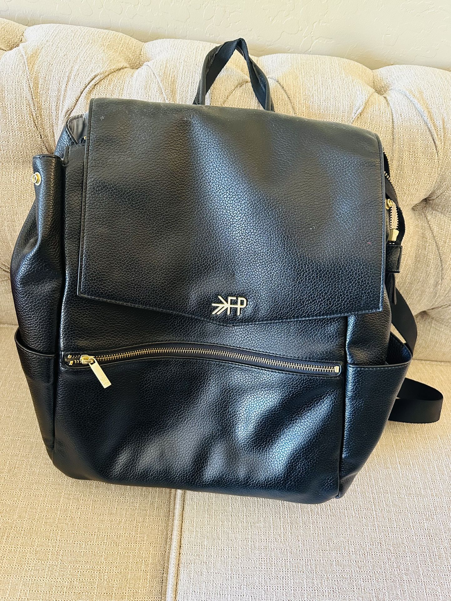 Black Leather Diaper Backpack